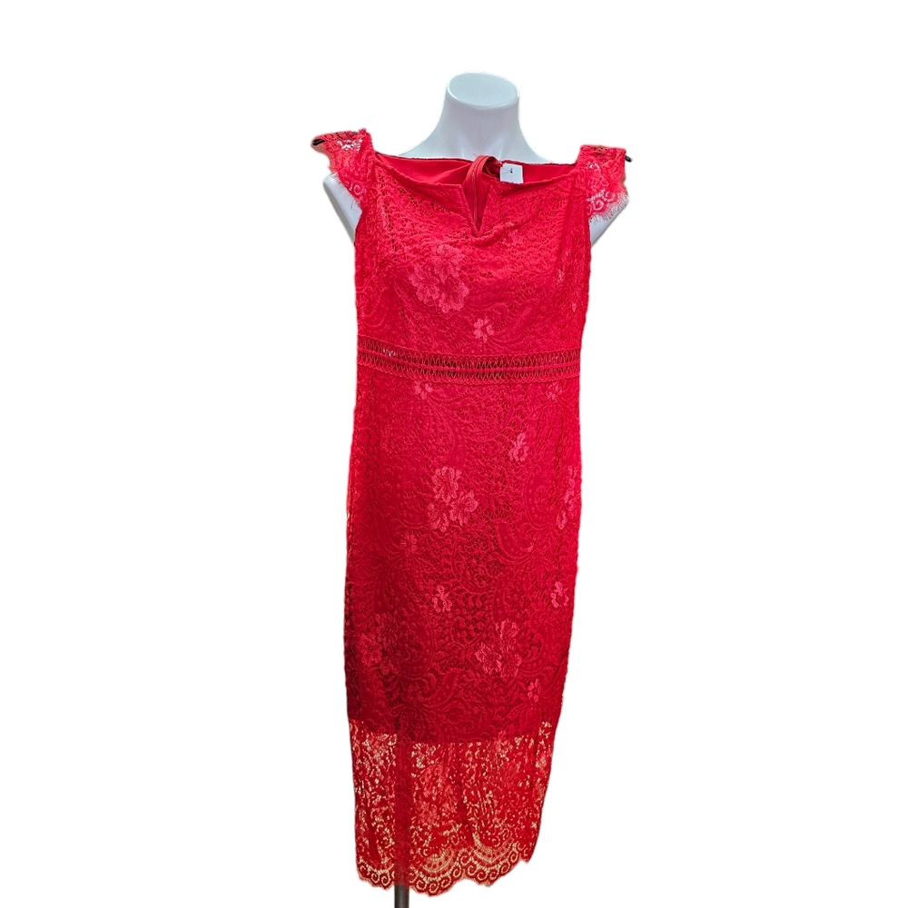 New red lace dress